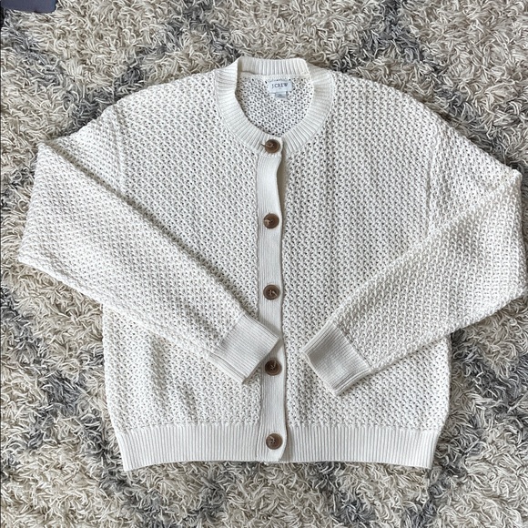 J. Crew Cream Textured Knit Cardigan - Picture 1 of 4